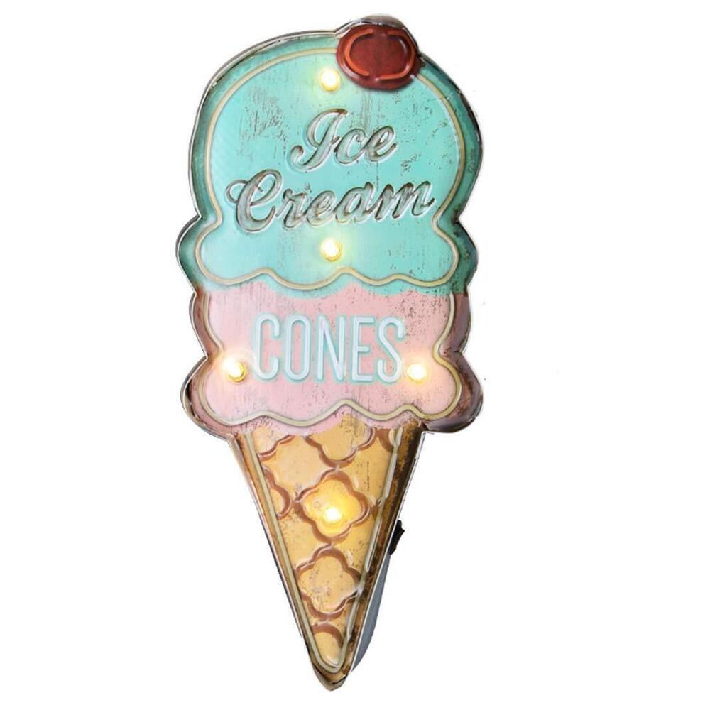 4839 Metal LED Sign Decorative Bar LED Metal Wall Light Sign Ice Cream